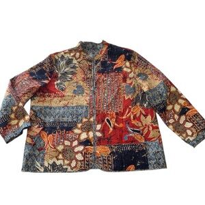 Alfred Dunner Women’s XL Quilted Reversible Jacket Art To‎ Wear Floral Boho